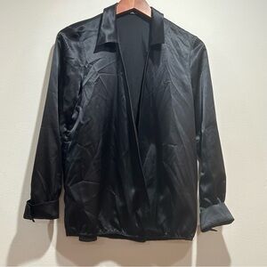 Guleliza black wrap blouse cuffs with buttons Euro size 36